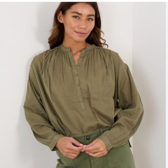 NILI LOTAN Neville Lightweight Cotton Olive Tunic Blouse Size medium - Picture 9 of 9
